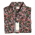 Rowm Men's Shirt Medium Casual Short Sleeve Pockets Pink Gray Floral UPF 30+