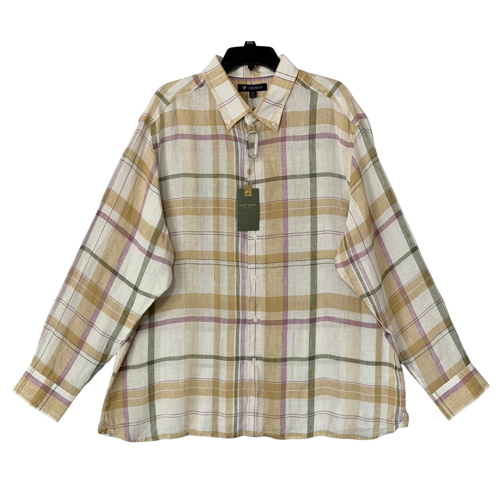 Daniel Cremieux Linen Shirt Men's XXL Cape Town Collection Multicolor Plaid