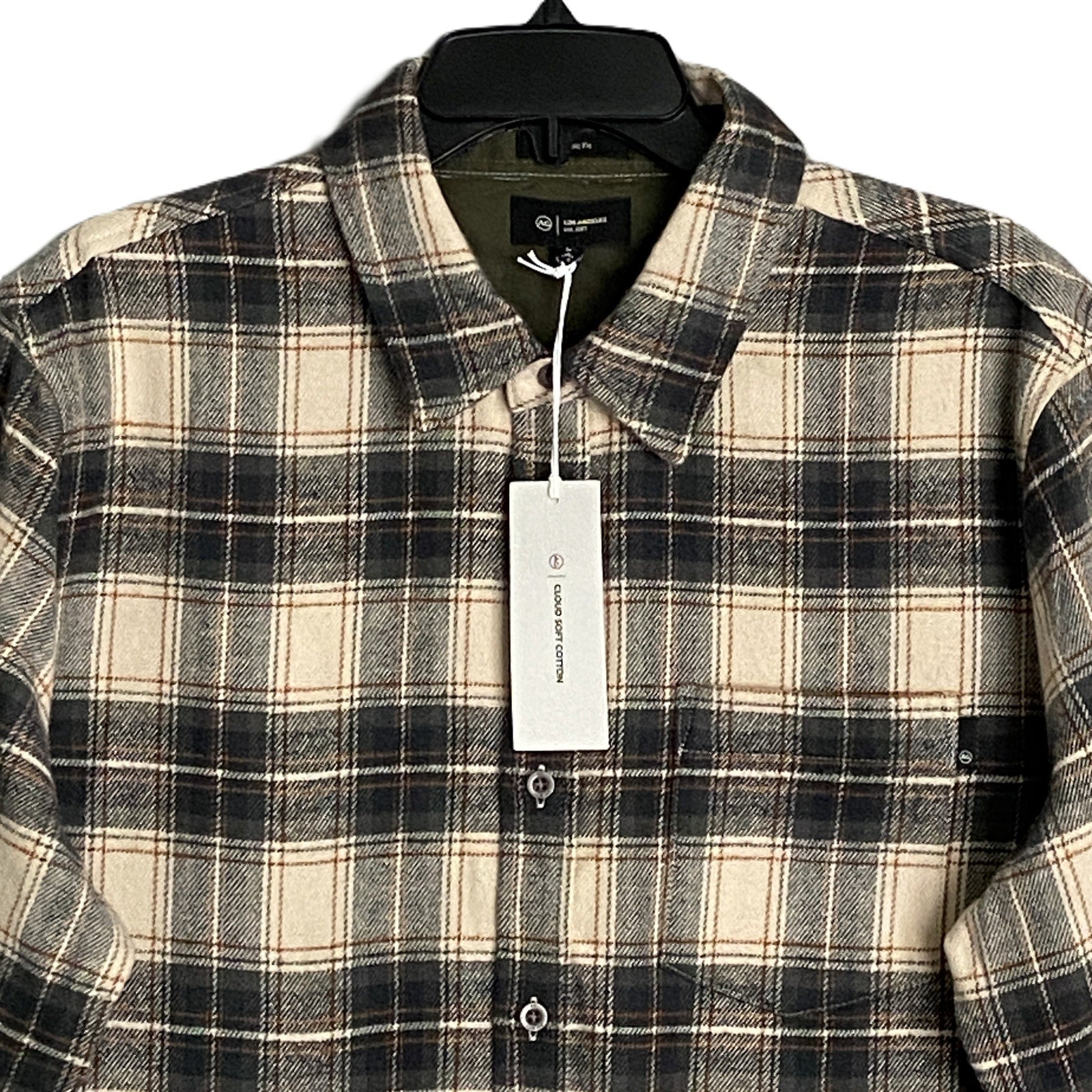 AG Los Angeles Men's Large "Aiden" Flannel Shirt Classic Fit Plaid