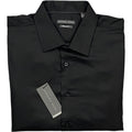 Geoffrey Beene Men's XL 17-17.5 32/33 Satin Stretch Dress Shirt Solid Black