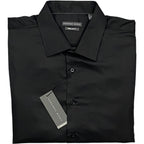 Geoffrey Beene Men's XL 17-17.5 32/33 Satin Stretch Dress Shirt Solid Black