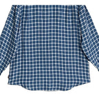 Michael Kors Men's Medium Classic Fit Linen Shirt Blue Check Long Sleeve