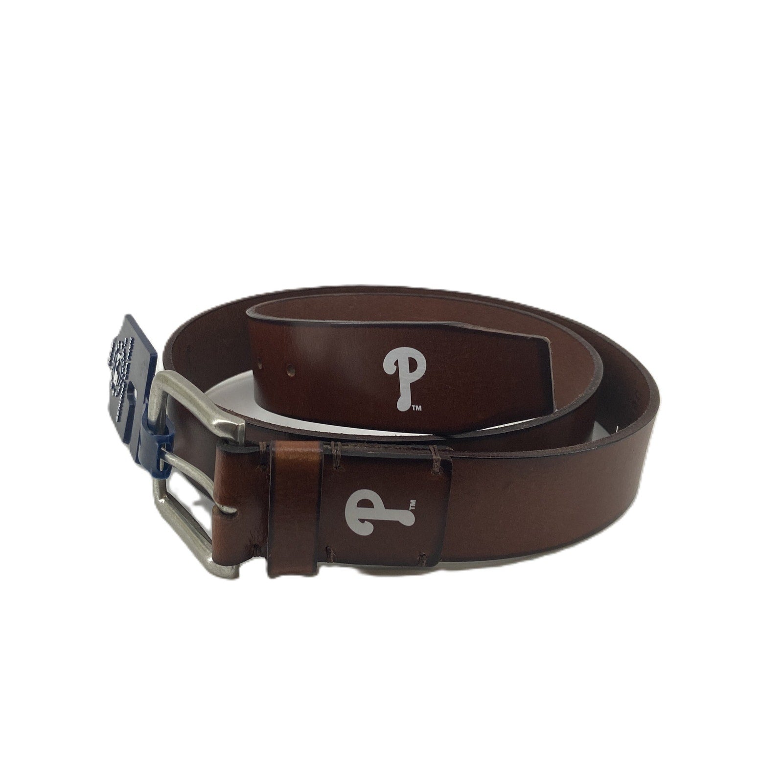 MLB Philadelphia Phillies Men's Large 38-40 Leather Belt w/Team Logo Brown