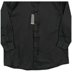 Geoffrey Beene Men's XL 17-17.5 32/33 Satin Stretch Dress Shirt Solid Black