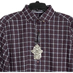 Visconti Black Casual Shirt Men's Small Italian Fabric Stretch Burgundy