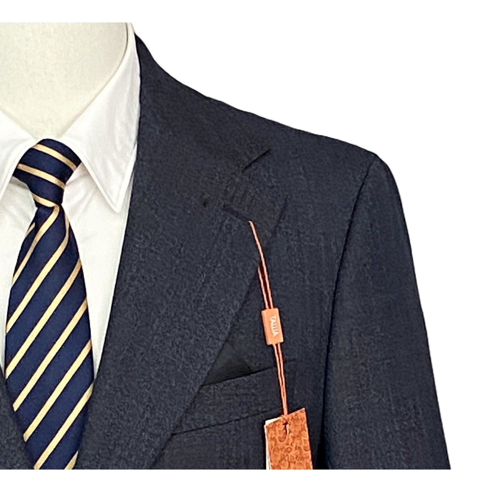 Tallia Men's 48 Regular Venezia Blazer Navy/Brown Wool Blend Stretch