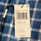 Michael Kors Linen Shirt Men's XXL Classic Fit Blue Check Long Sleeve