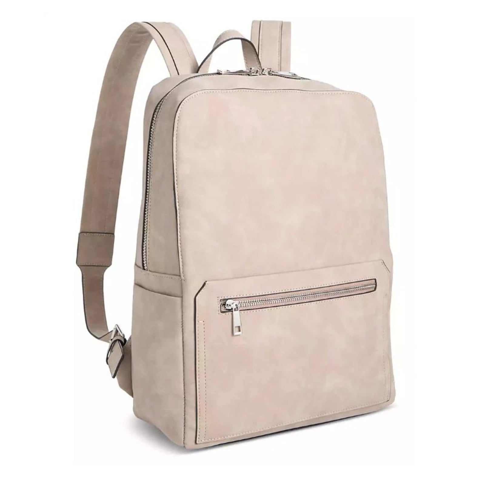 Alfani School College Backpack Adjustable Backstrap Zip Closure Medium Beige