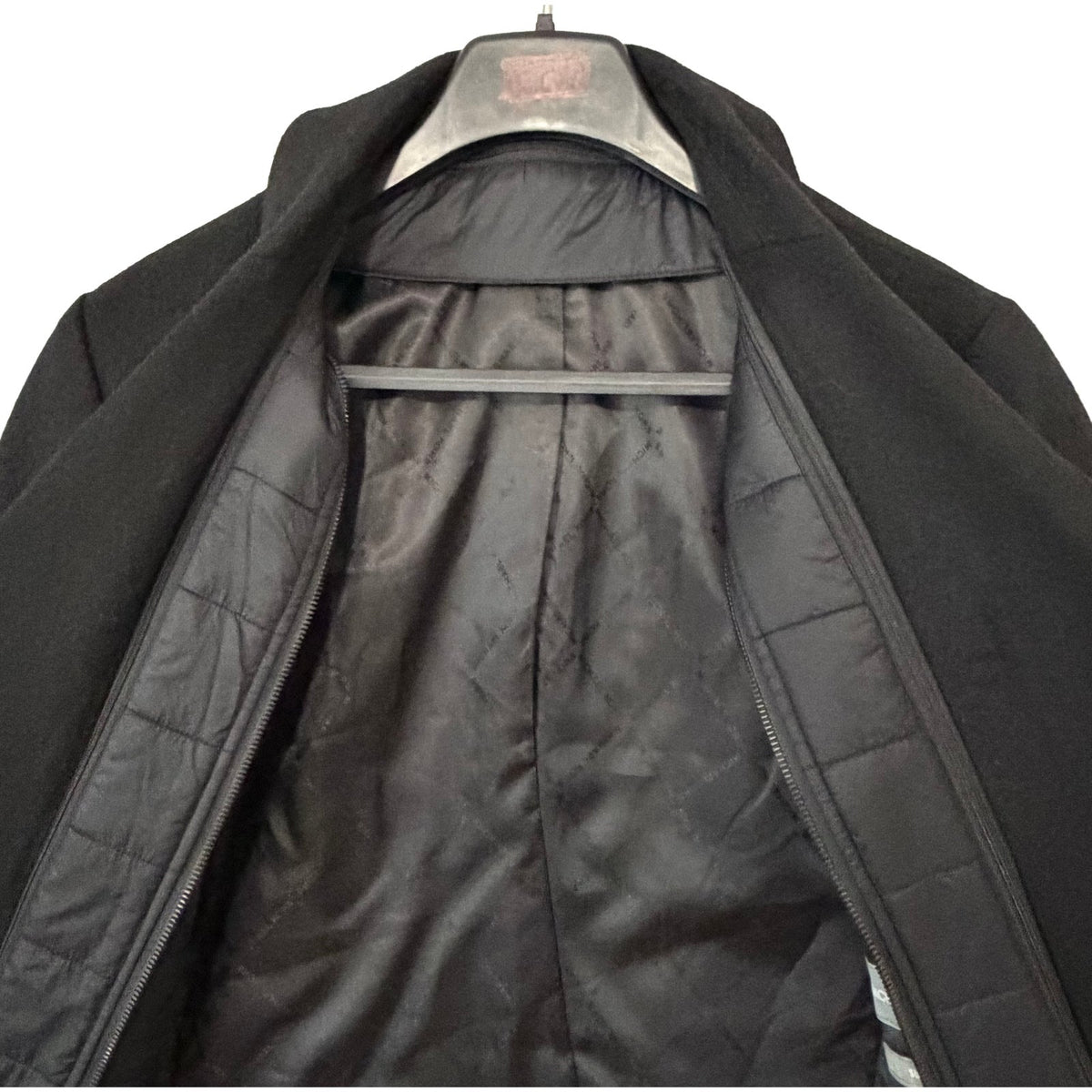 Michael Kors Hanover Overcoat Men's 38 Regular Slim Fit Wool Blend Black