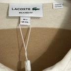 Lacoste Striped Rugby Polo Men's XXL Relaxed Fit Long Sleeve Beige
