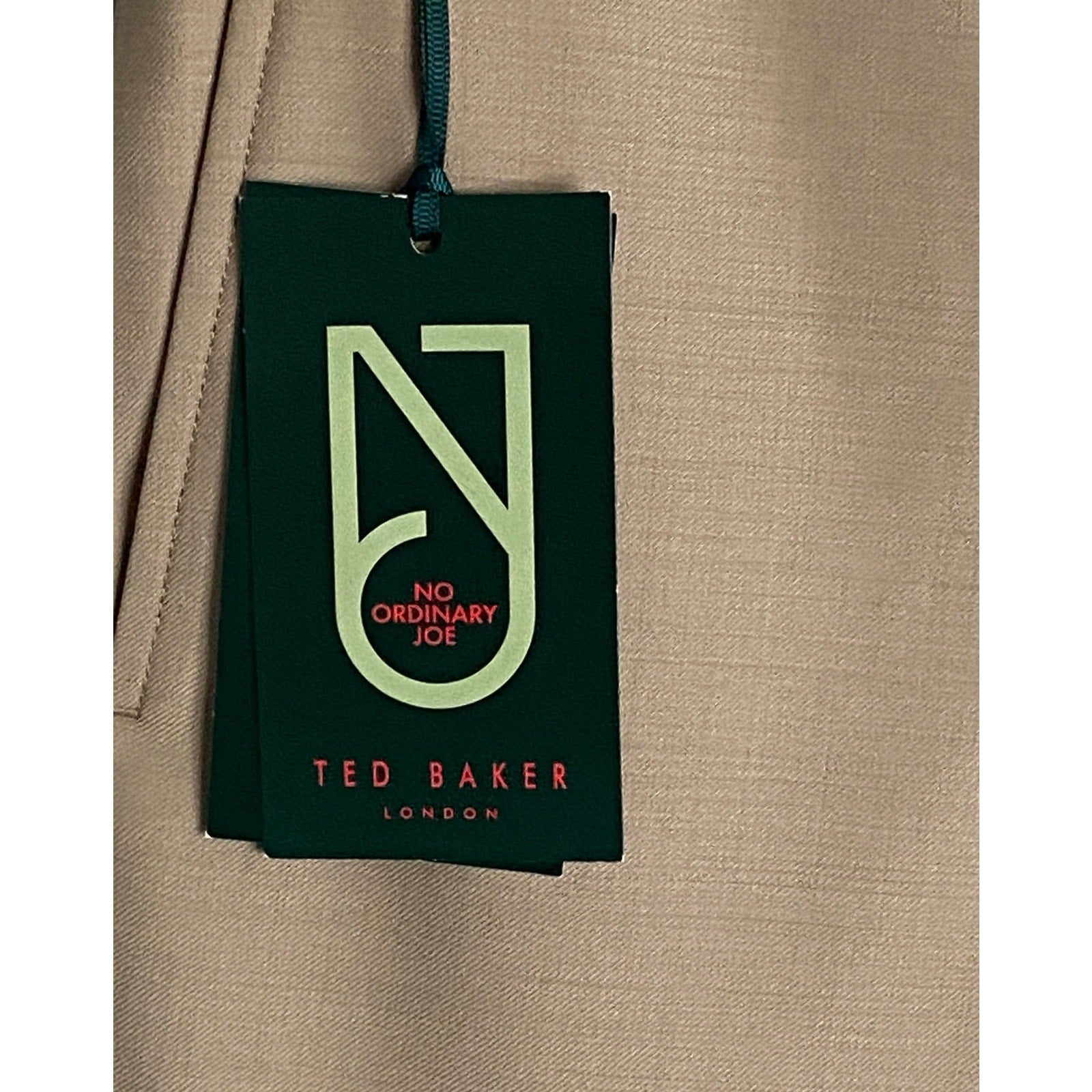 Ted Baker London Joey Pant Men's 38R Wool Dress Pant Solid Tan Raw Hem