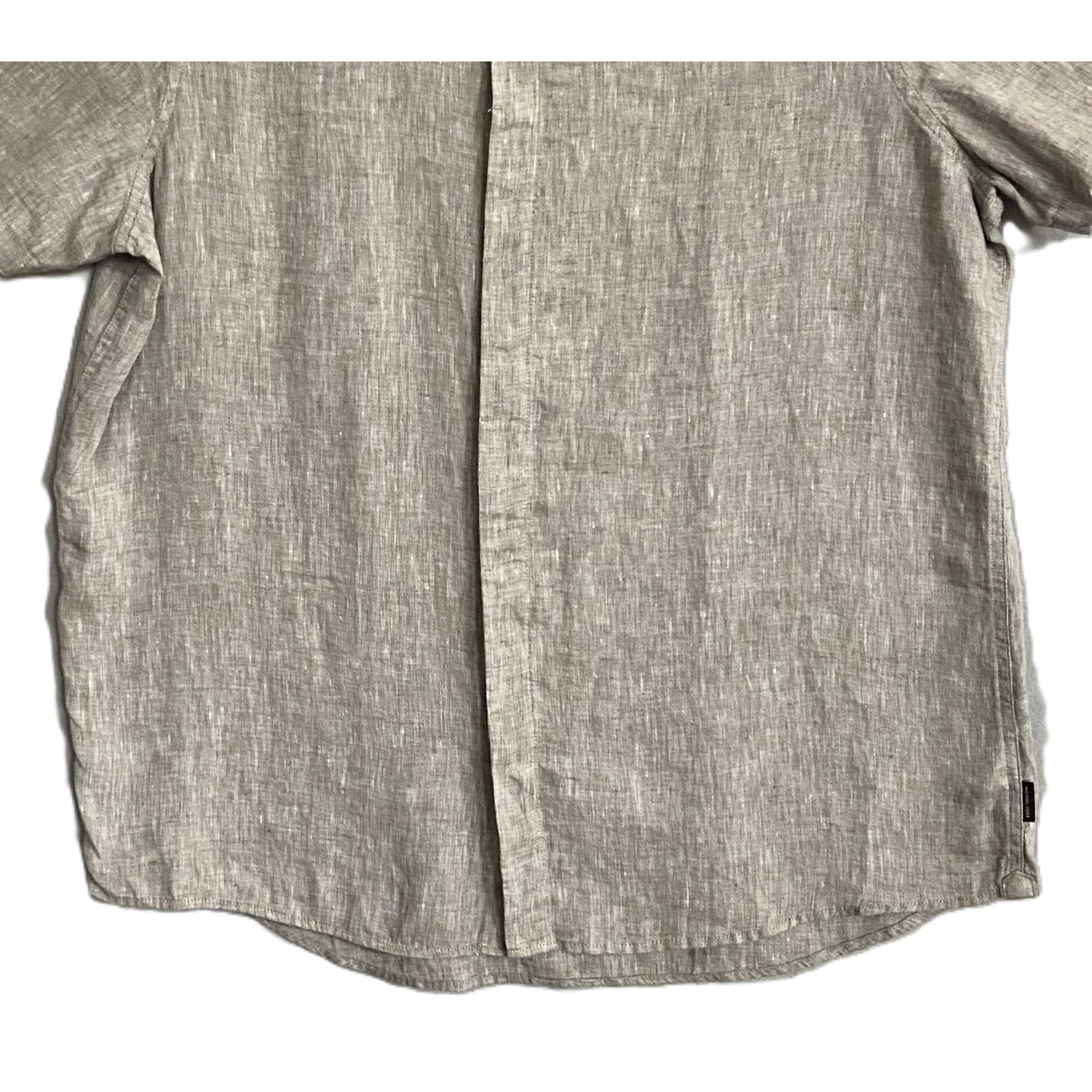 Michael Kors Linen Shirt Men's XL Classic Fit Short Sleeve Gray Heather