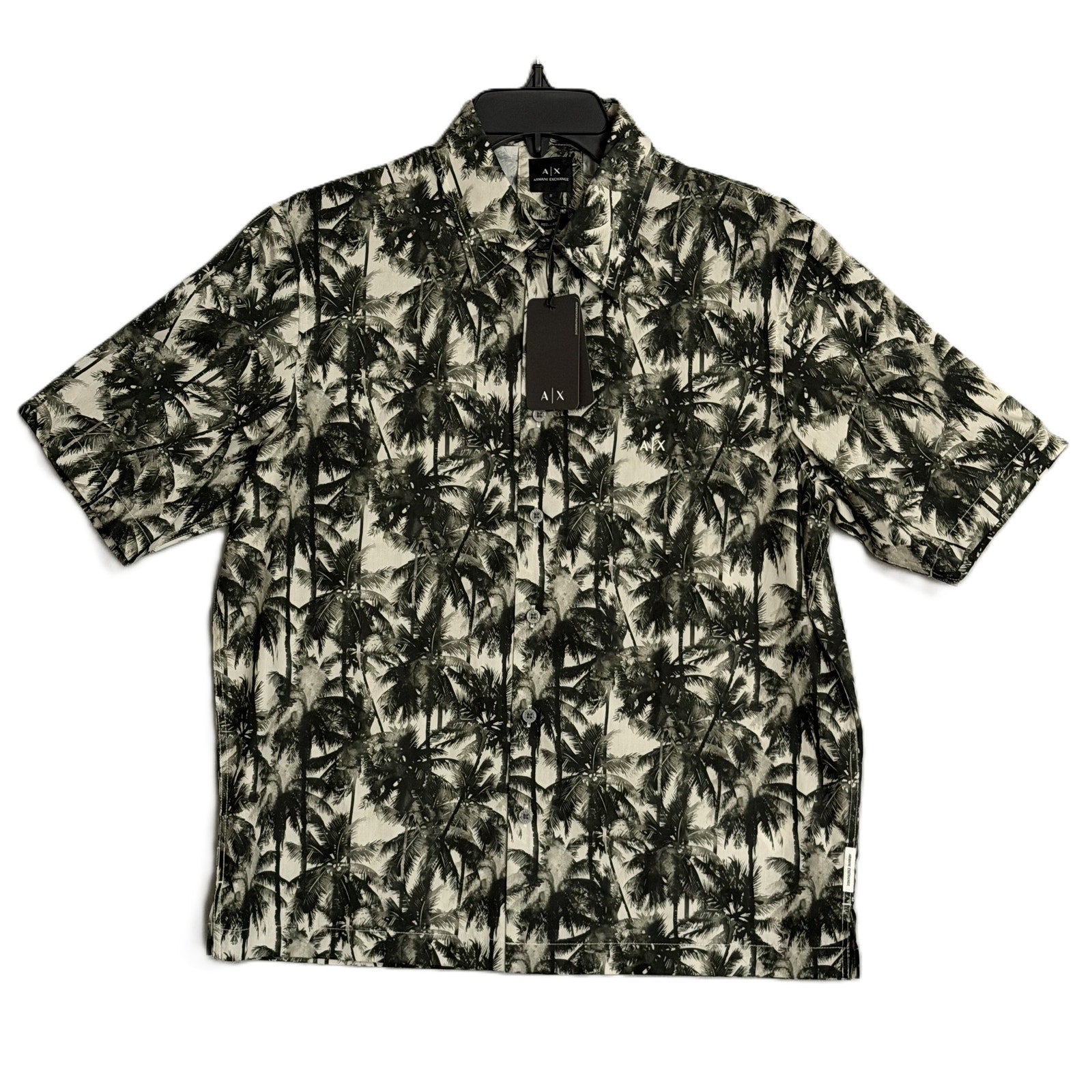 Armani Exchange Casual Shirt Men's Small Short Sleeve White/Green Resort