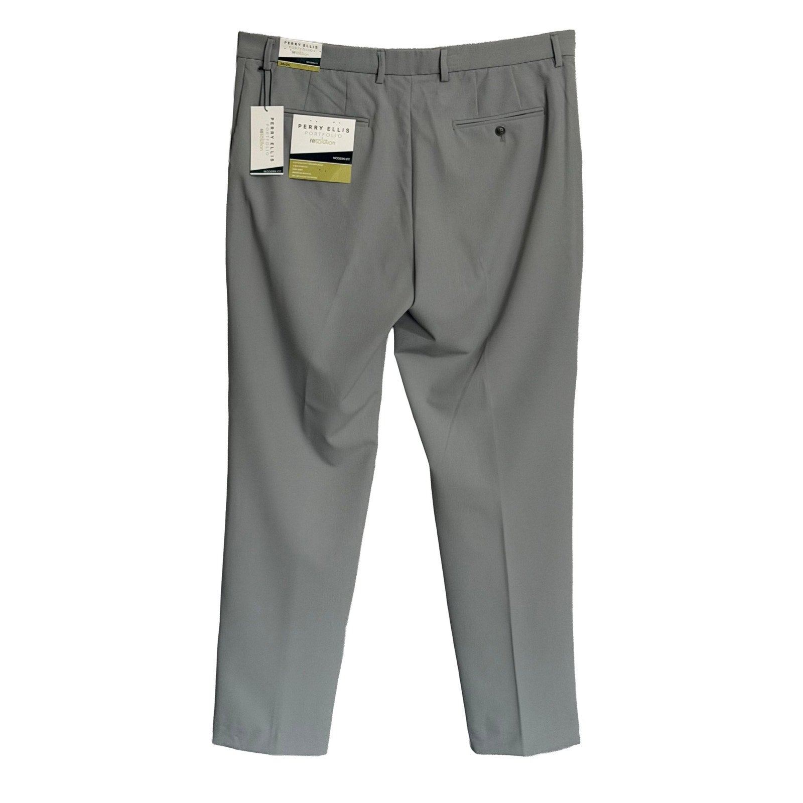 Perry Ellis Portfolio Pants Men's 38x34 Modern Fit Dress Pant Chiseled Stone