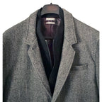 Michael Kors Overcoat Men's 46R Pike Slim Fit Coat Wool Black White Herringbone