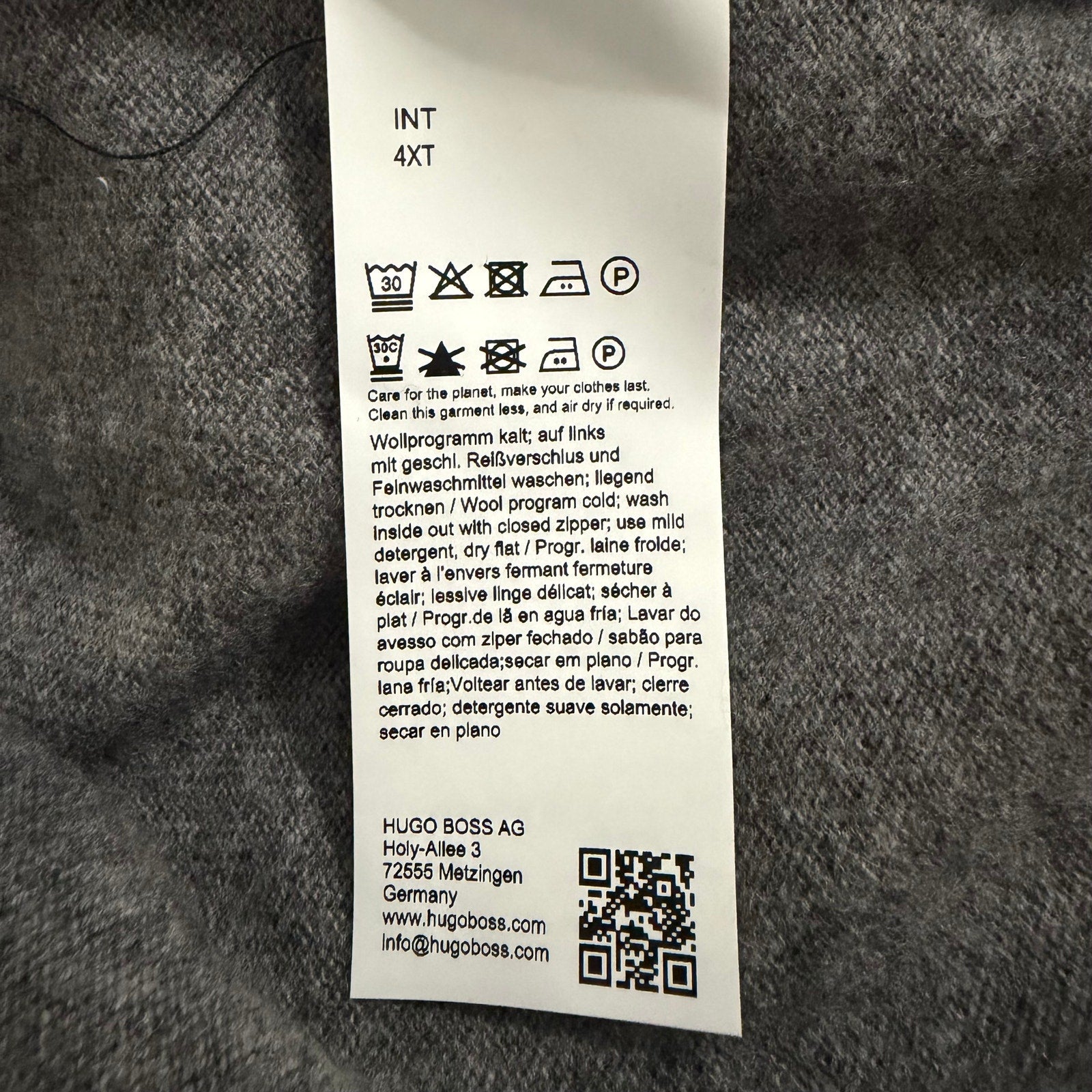 Boss H-Hemario Quarter Zip Sweater Men's 4XT Big & Tall Wool Cashmere Gray