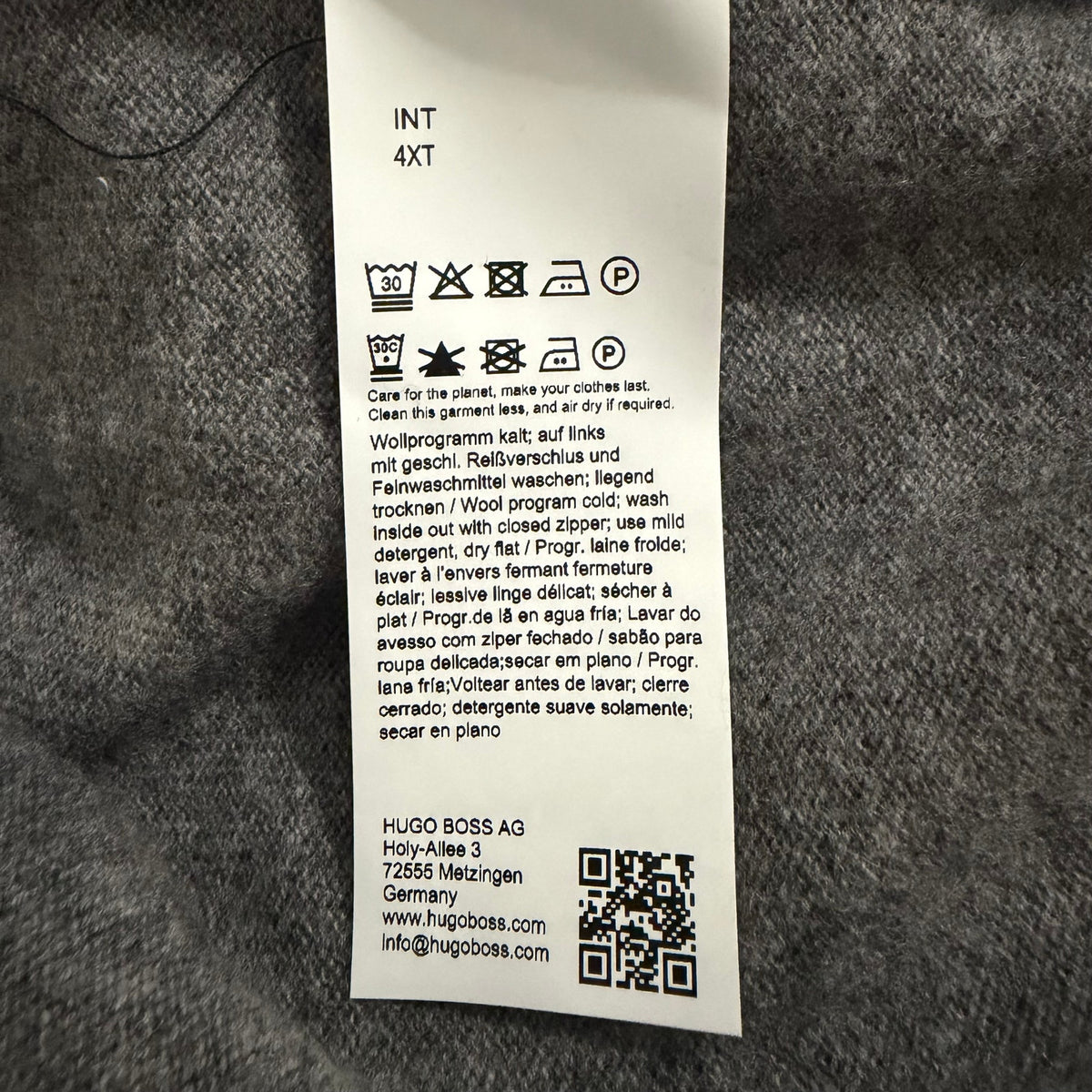 Boss H-Hemario Quarter Zip Sweater Men's 4XT Big & Tall Wool Cashmere Gray