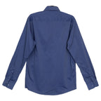 Lucky Brand Men's 15-15.5 34/35 Slim Fit Dress Shirt Blue Geo Print Stretch