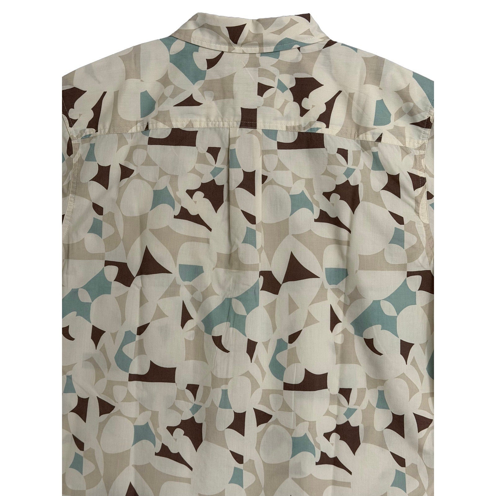 prAna Stimmersee Shirt Men's Large Slim Fit Short Sleeve Almond Geo