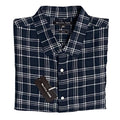 Michael Kors Men's XXL Slim Fit Short Sleeve Shirt Linen Dark Blue Check