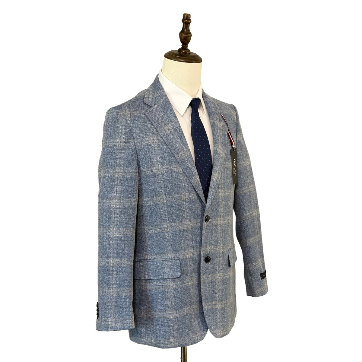 Tommy Hilfiger TH Flex Sport Coat Blazer Gene Stretch Light Blue Plaid NWT