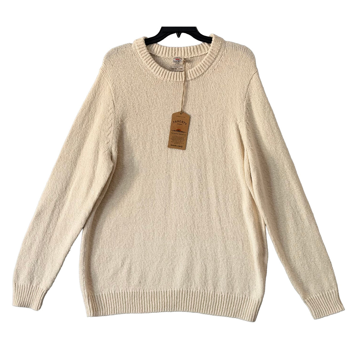 Faherty Heirloom Cotton Sweater Men's 2XLT Organic Cotton Crew Neck Bone
