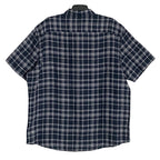 Michael Kors Men's XXL Slim Fit Short Sleeve Shirt Linen Dark Blue Check