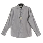 Visconti Black Men's Small Button Up Shirt Geometric Print Bark Stretch