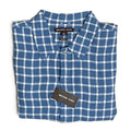 Michael Kors Men's XXL Classic Fit Linen Shirt Blue Check Long Sleeve
