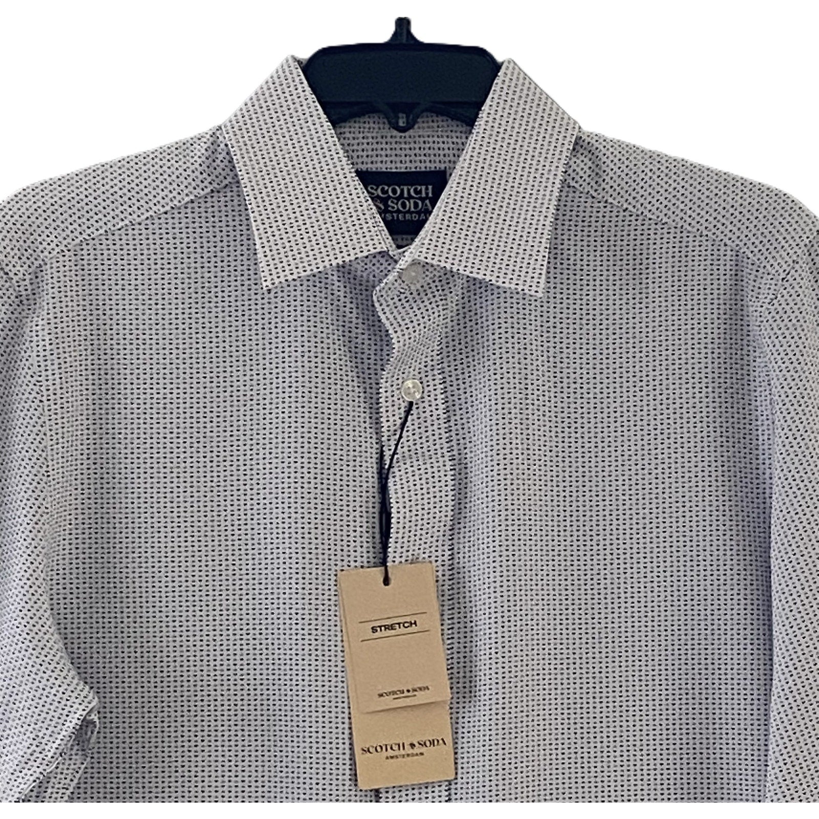 Scotch & Soda Shirt Men's 15.5 34/35 Dress Shirt Modern Fit Stretch White