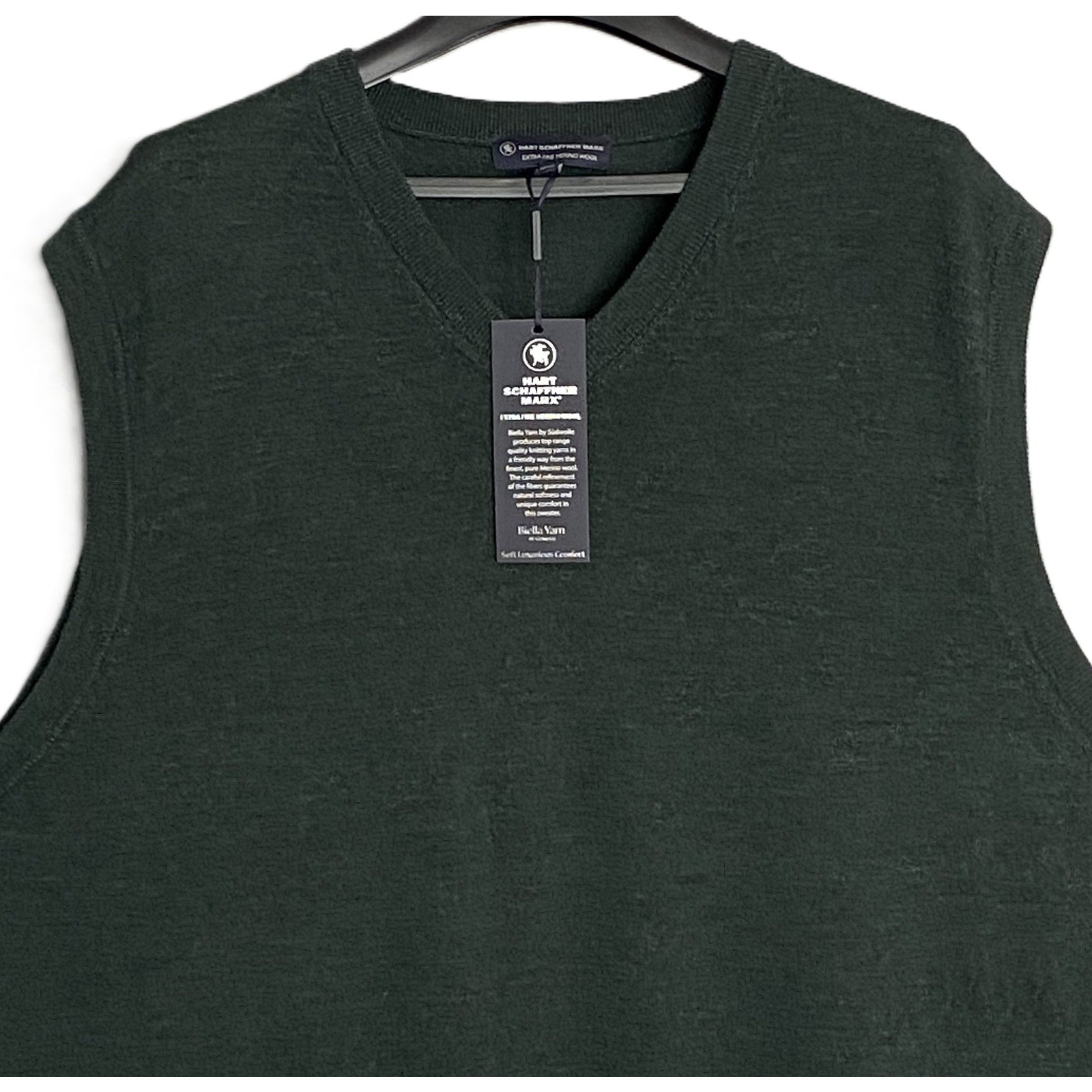 Hart Schaffner Marx Sweater Vest Men's 3XB Big & Tall Wool Dk Spruce Heather