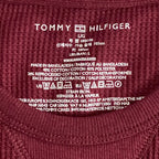 Tommy Hilfiger Tee Men's Large Long Sleeve Waffle-Knit Crew Neck Maroon NEW