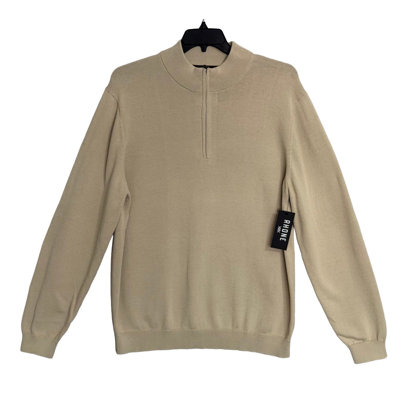 Rhone 1/4 Zip Pullover Men's Large Commuter Sweater Mock Neck Bone