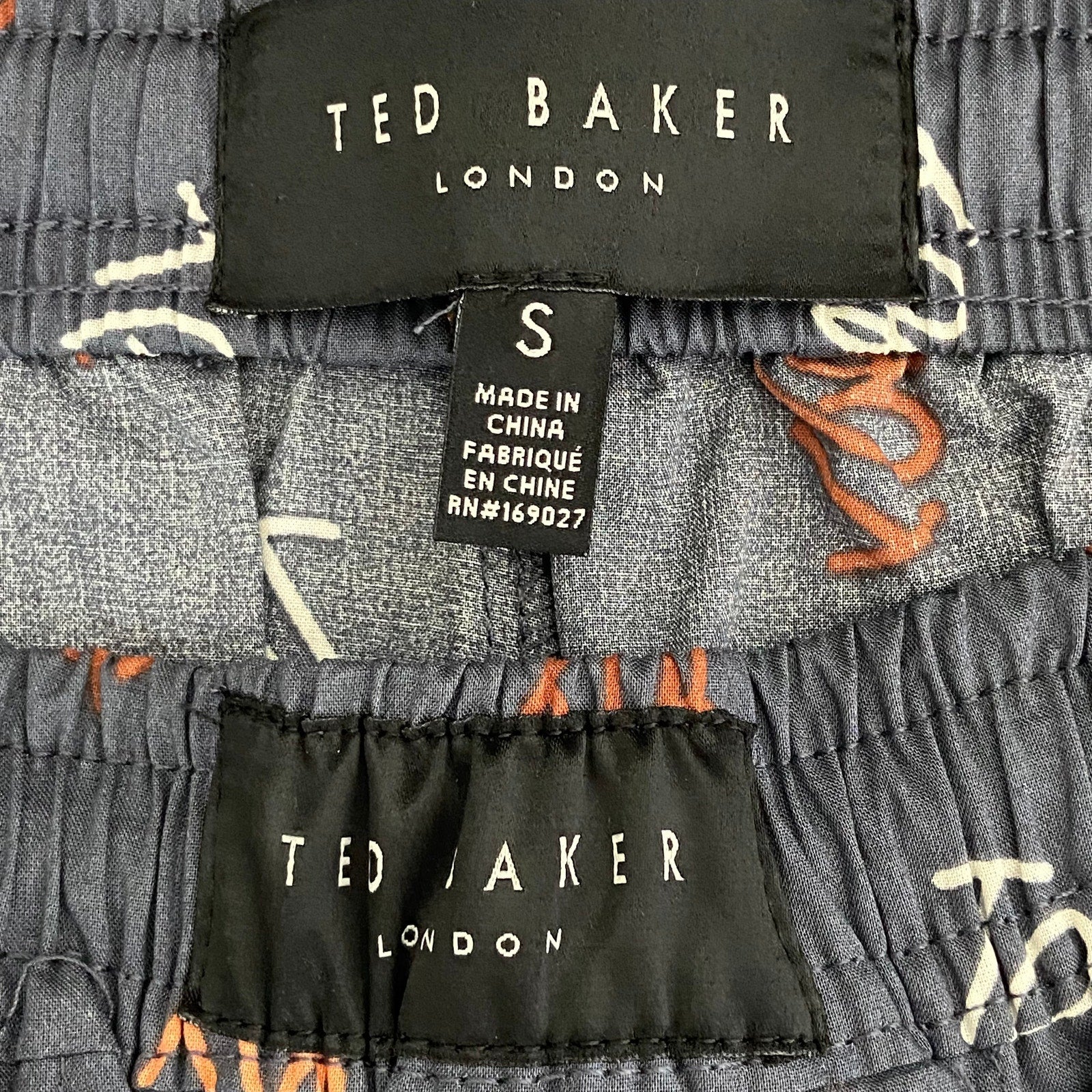 Ted Baker Sleep Pant Men's Small Woven Cotton Drawstring Pockets Dark Gray