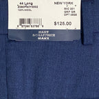 Hart Schaffner Marx Traveler Men's 44 Long Dress Pant New York Fit Wool Blue