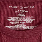 Tommy Hilfiger T-Shirt Men's Small Long Sleeve Waffle-Knit Crew Neck Maroon