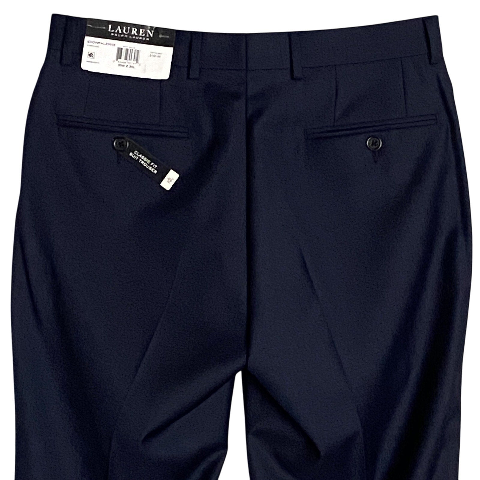 Lauren Ralph Lauren Men's 30x30 Classic Fit Suit Trousers Stretch Navy Blue