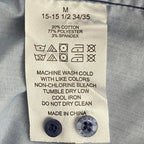 Lucky Brand Men's 15-15.5 34/35 Slim Fit Dress Shirt Blue Geo Print Stretch