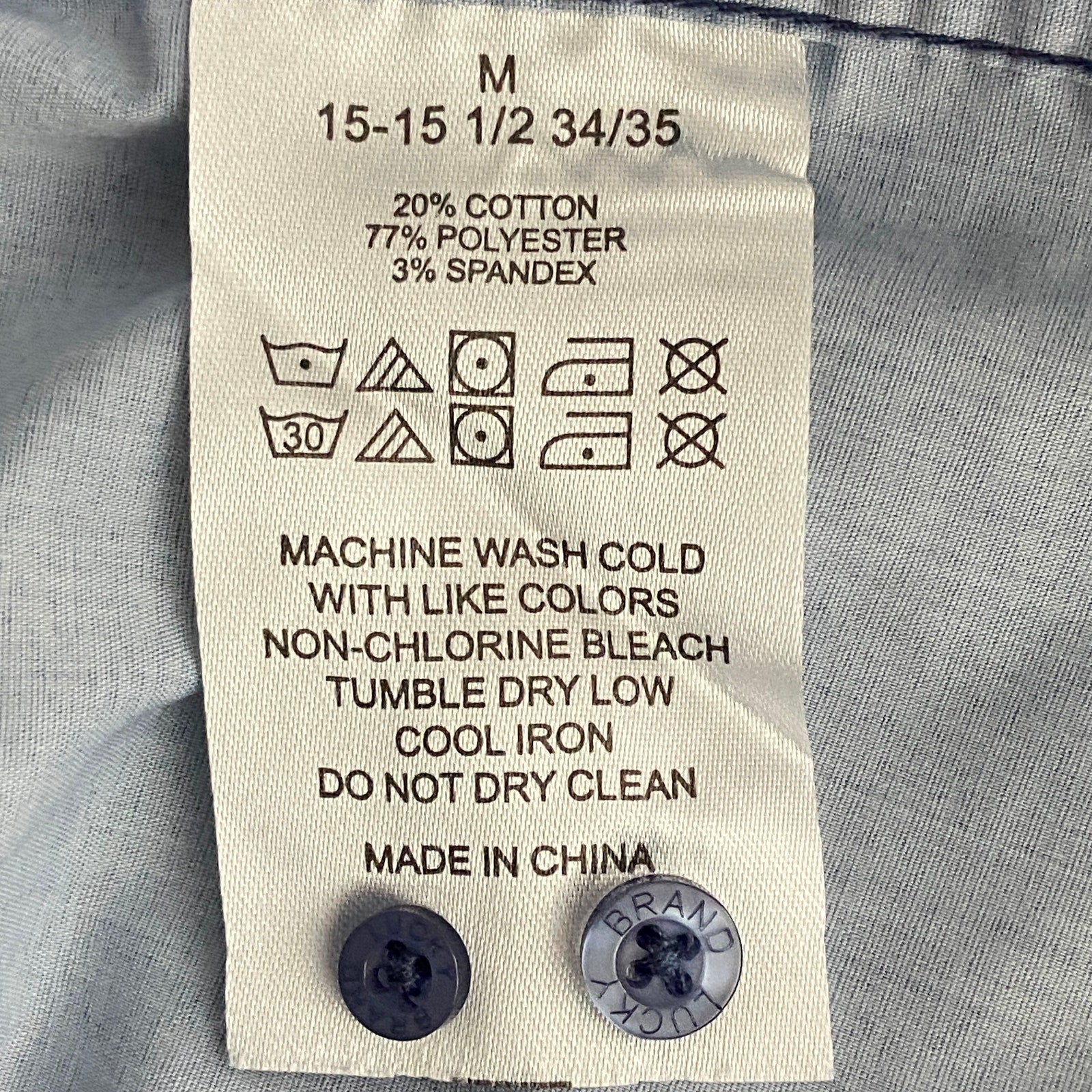 Lucky Brand Men's 15-15.5 34/35 Slim Fit Dress Shirt Blue Geo Print Stretch