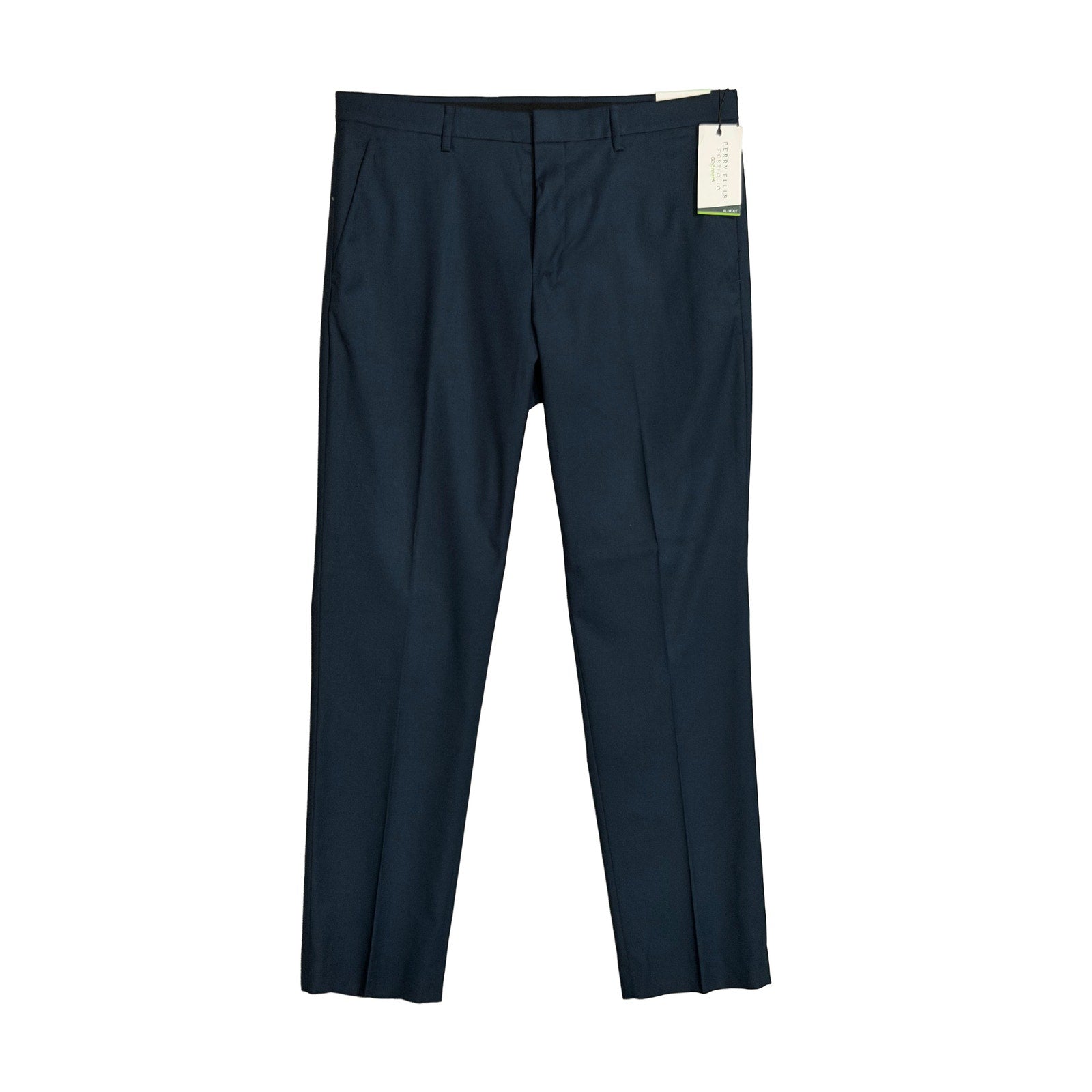 Perry Ellis Portfolio Pants Men's 34"x32" Dress Pants Slim Fit Dark Blue