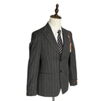 Tallia Men's Suit Jacket 36 Short Wool Blend Stretch Charcoal Brown Stripe
