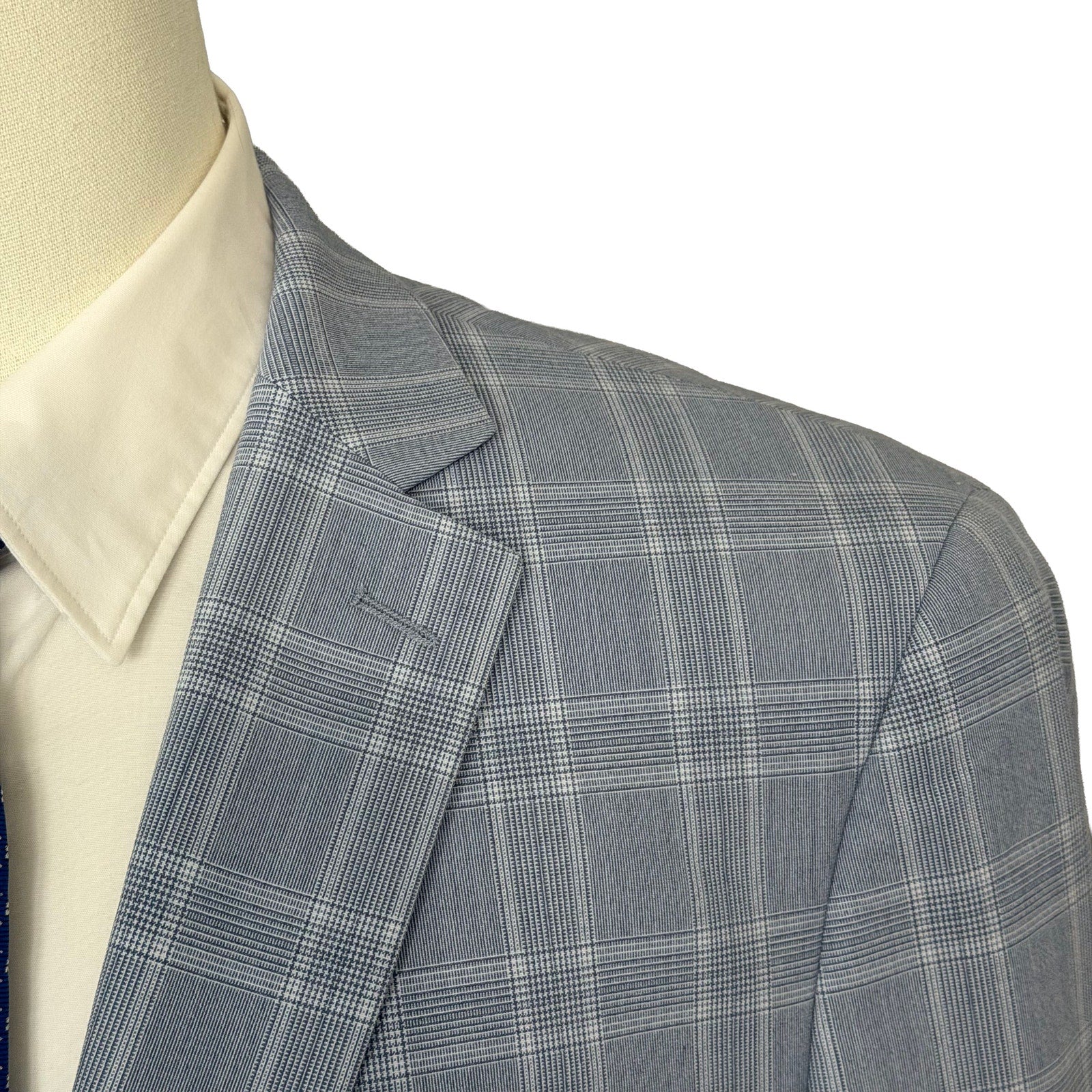 Alfani Alfatech Sport Coat Men's 46R Slim Fit Stretch Blue Plaid