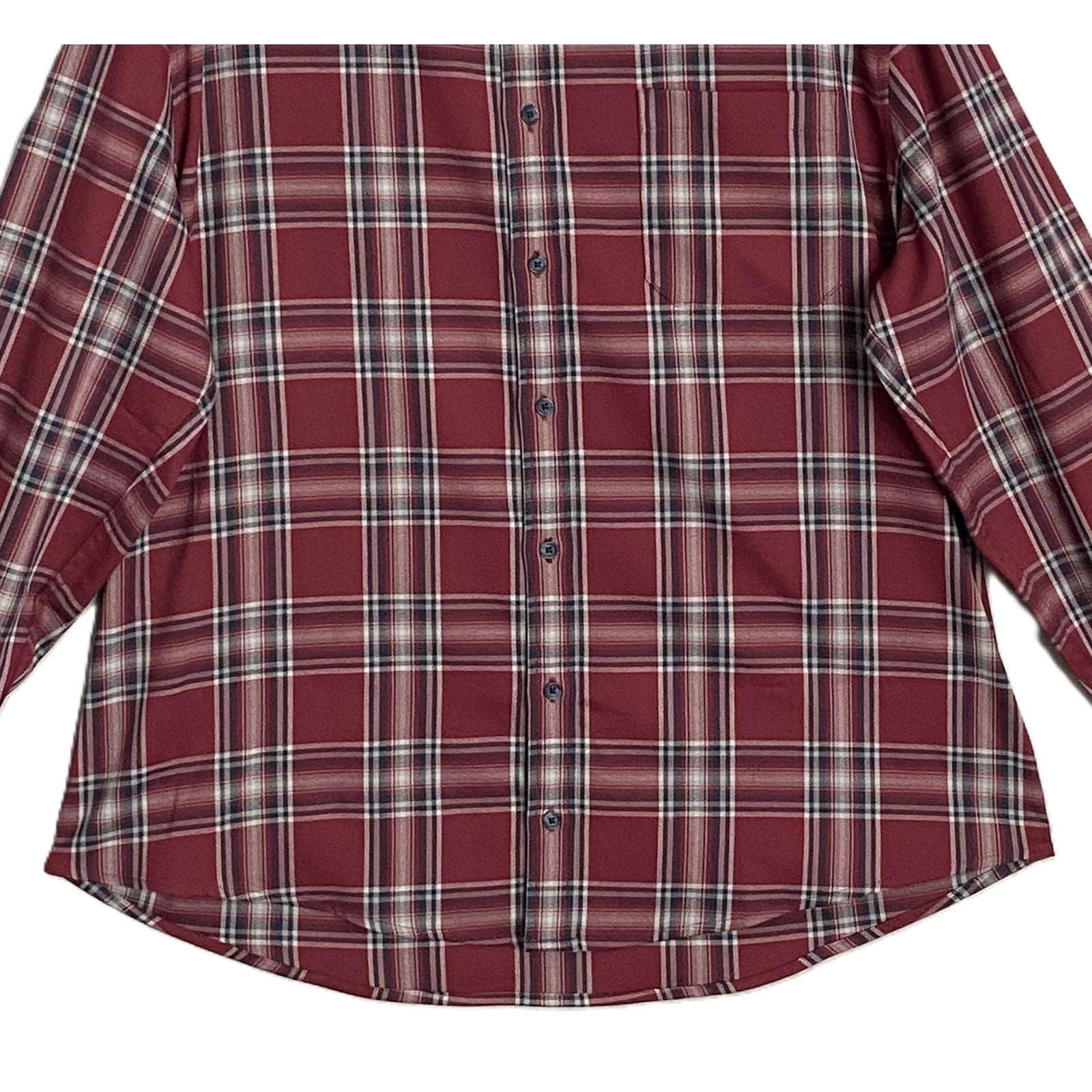 Mizzen+Main Men's XXL Trim Fit City Flannel Twill Shirt Burgundy Plaid