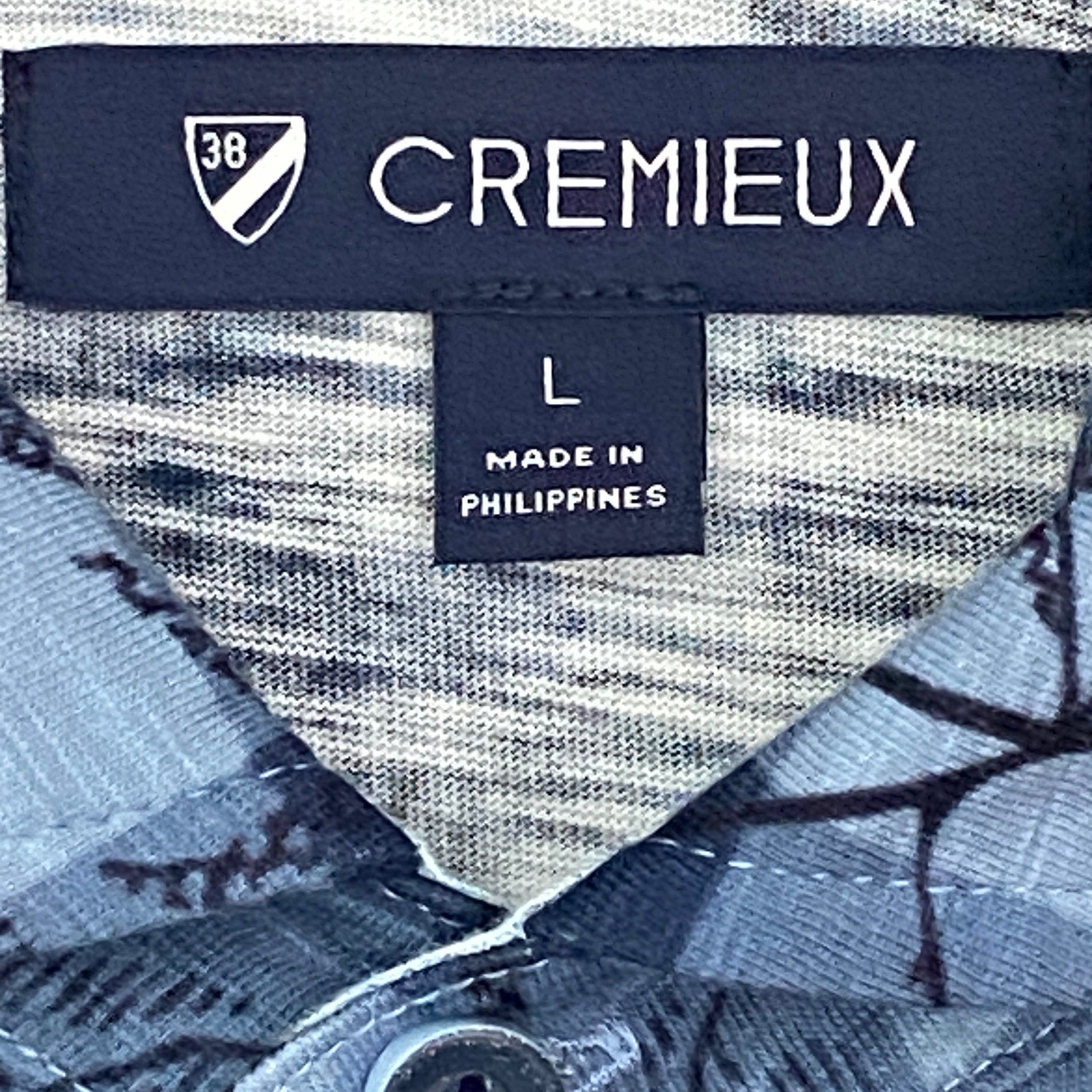 Daniel Cremiuex 38 Kyoto Men's Large Gingham Print Shirt Long Sleeve Blue