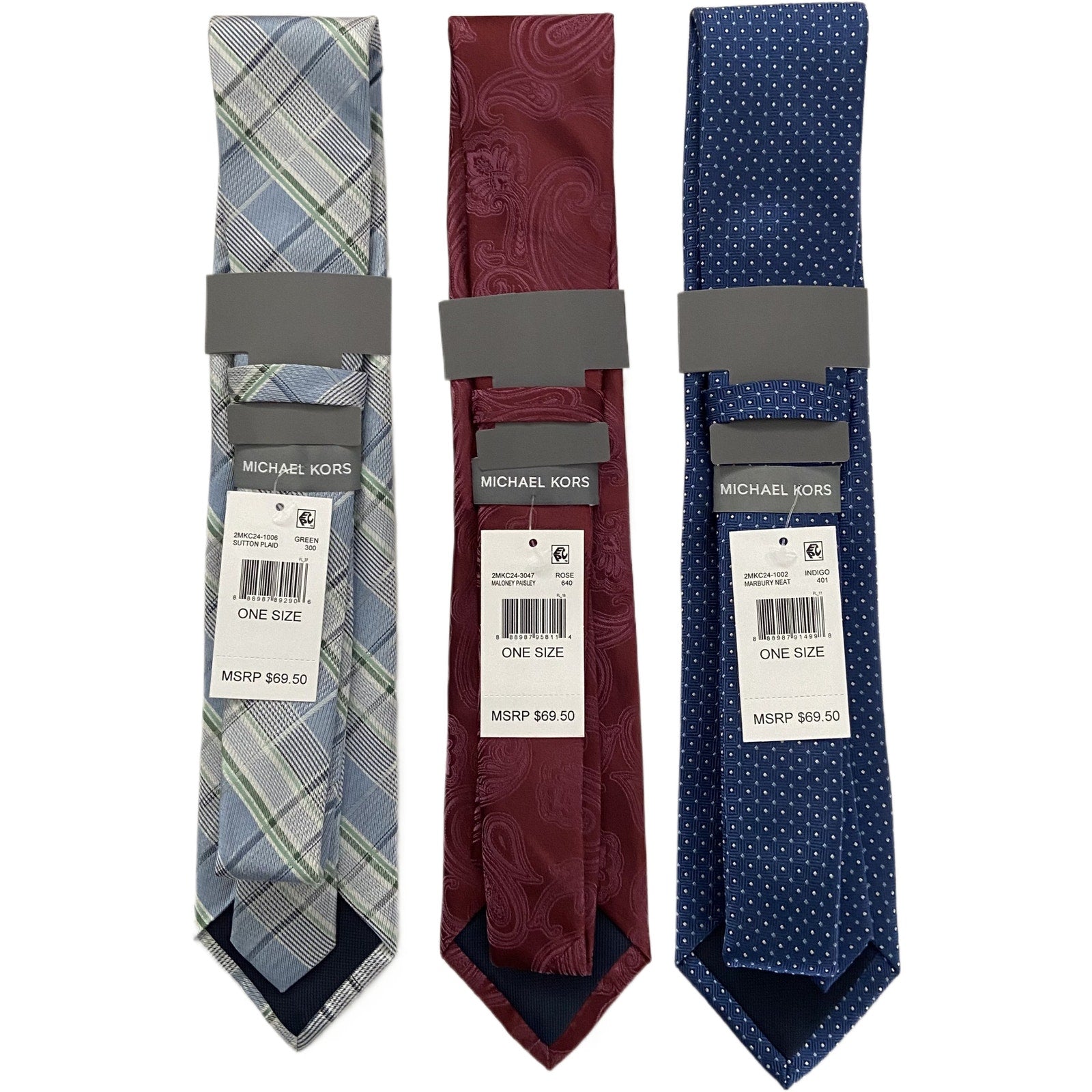 Michael Kors Necktie Lot of 3 Classic Width/Length Blue, Light Blue, Maroon