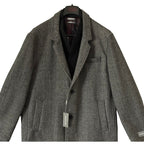 Michael Kors Overcoat Men's 46R Pike Slim Fit Coat Wool Black White Herringbone