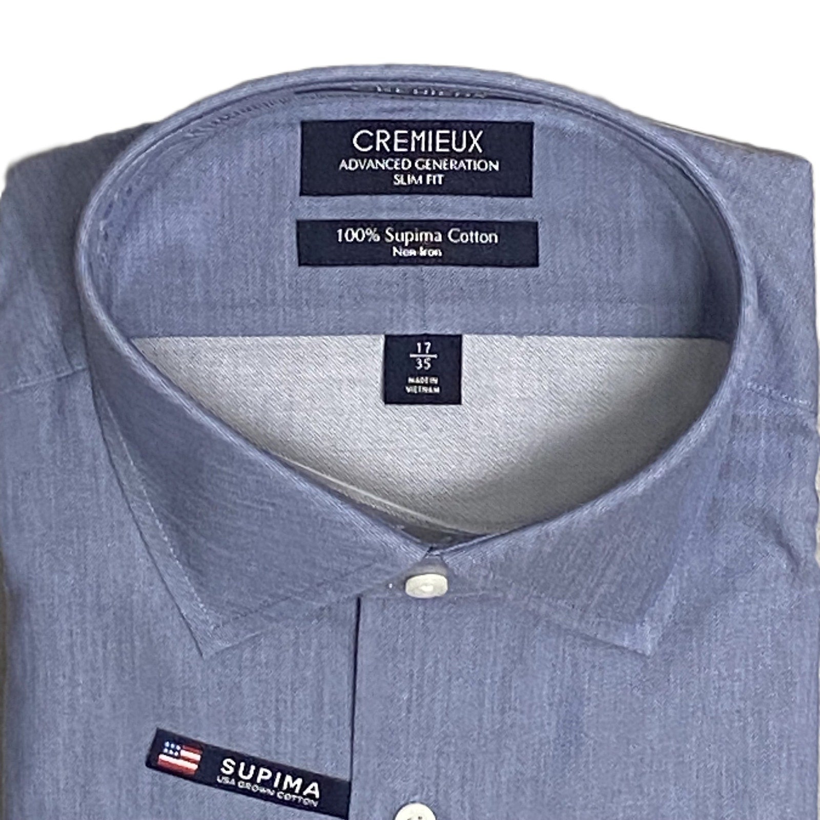 Daniel Cremieux Dress Shirt Men's 17-35 Slim Fit Supima Cotton Blue NEW