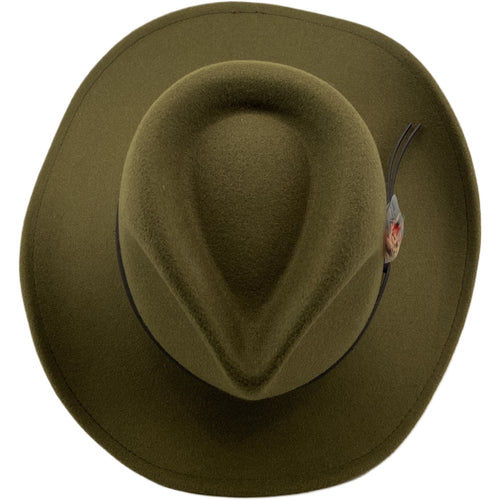 Daniel Cremieux 38 Blue Label Felt Outback Hat Olive