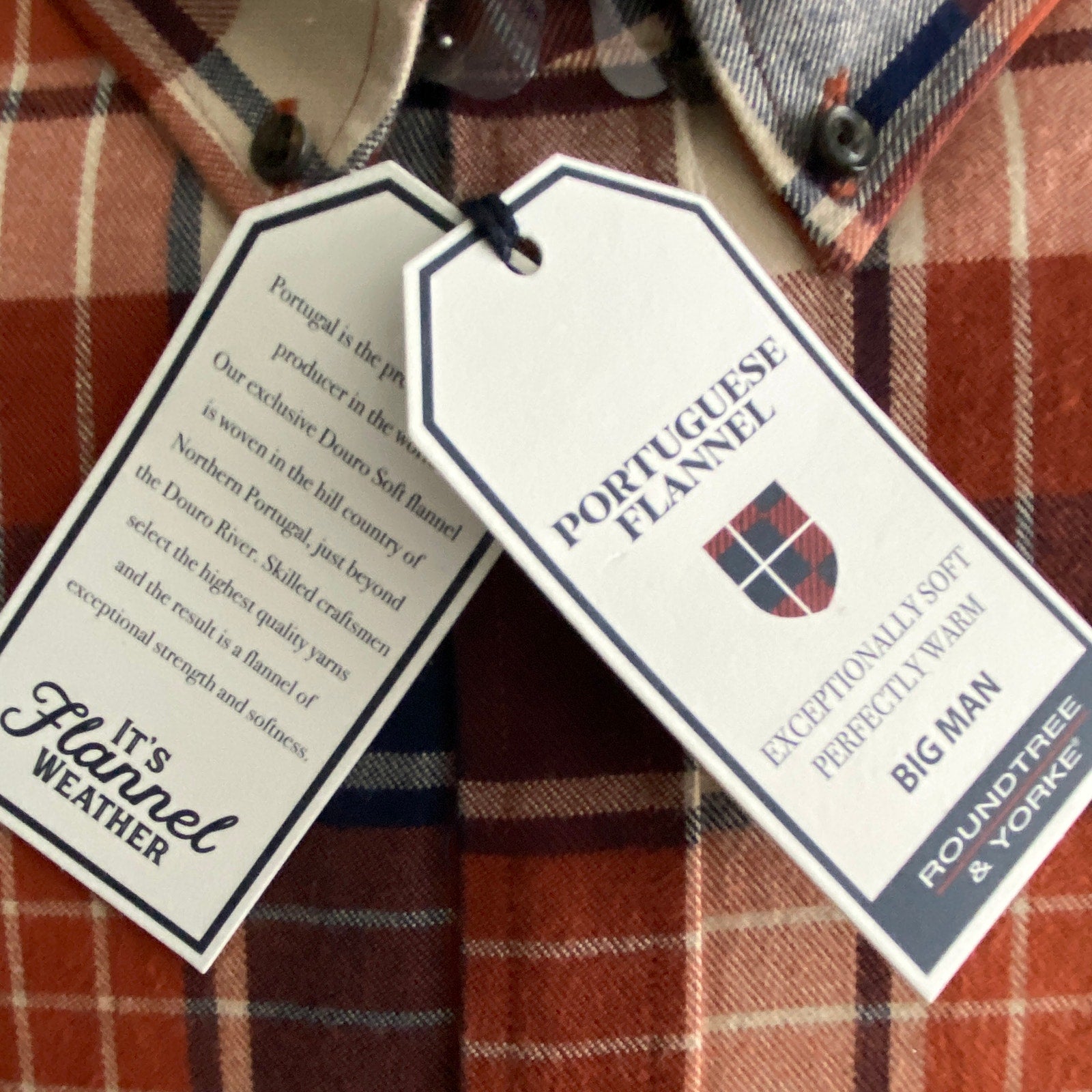 Roundtree & Yorke Big & Tall Men's 4XB Portuguese Flannel Button-Down Shirt