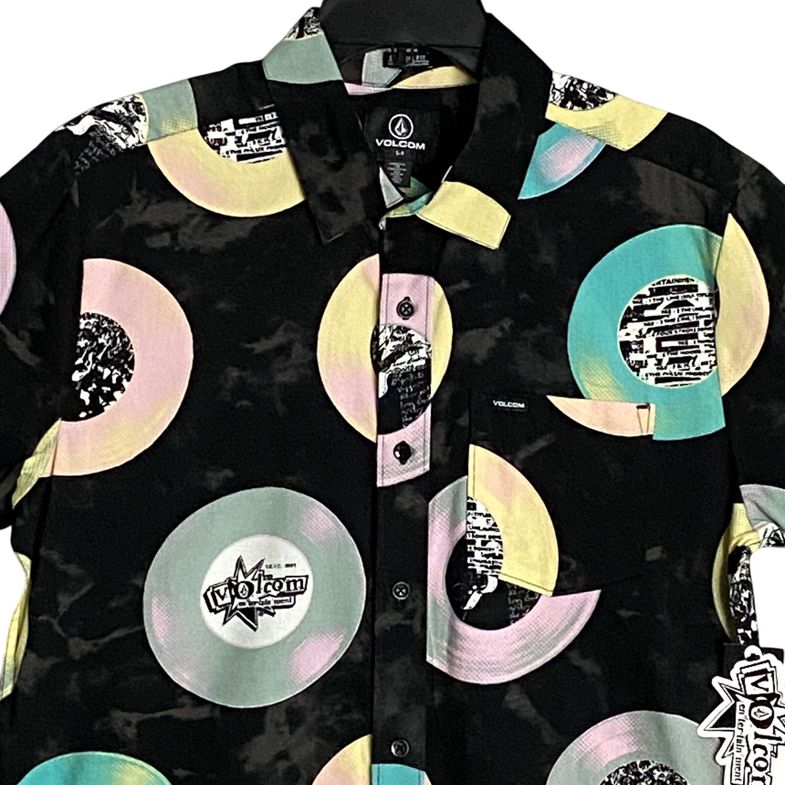 Volcom Casual Shirt Men's Small V-Entertainment Short Sleeve Classic Fit